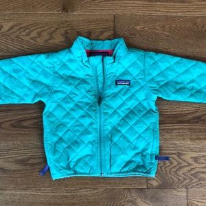 Girls Patagainia nano coat. More green/aqua than pictures shows.